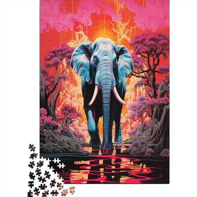 Puzzel Olifant - Legpuzzel Volwassenen - Ontspanning Thuis - Unieke Vormen - 75 x 50 cm - Stijl-4