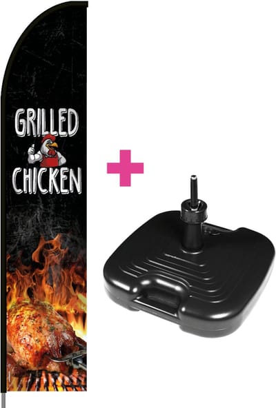 Beachflag - Grilled Chicken #2 - Vlag + Parasolvoet + Rotator + Hengelsysteem + Draagtas - Actievlag.nl