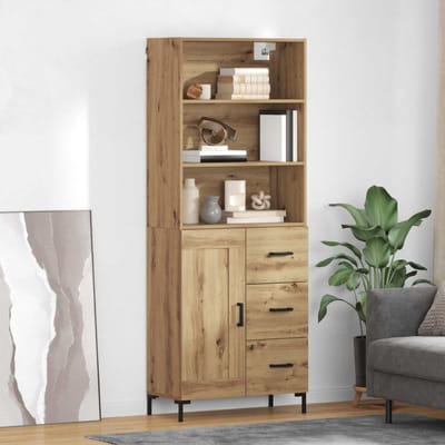 vidaXL - Highboard - Artisan - Eiken - 69,5 - x - 34 - x - 180 - cm - Bewerkt - hout