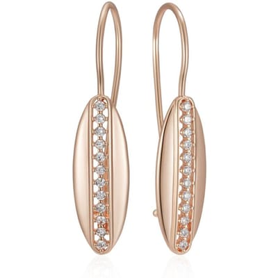 Boucles d'oreilles pendantes longues inhabituelles brillantes pour femmes tendance géométrique couleur or rose avec zircon naturel bijoux fins quotidiens beige