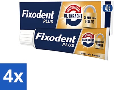 4 x Fixodent - Kleefpasta - Plus - Krachtige Hechting - 40 g - Kleefpasta Kunstgebit - Krachtige Hechting Kunstgebit - Kunstgebit Fixatie - Kunstgebit Comfort - Kunstgebit Kleefpasta