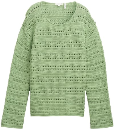 Tom Tailor - Gebreide trui van biologisch katoen - Maat XXXL - true green