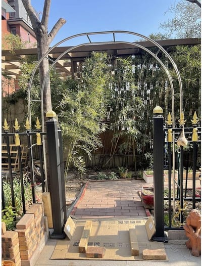 Metalen Tuinboog - Prieel Klimplanten - Decoratieve Entree - Roestvrij Staal - 220 x 240 cm - Zwart