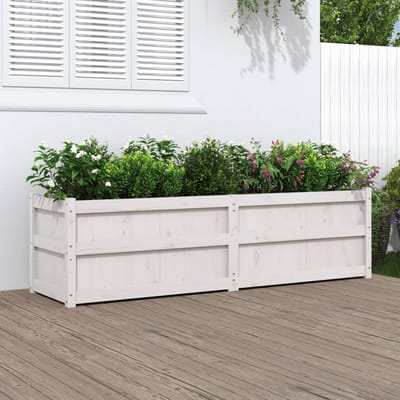 vidaXL - Plantenbak - 180x50x50 - cm - massief - grenenhout - wit