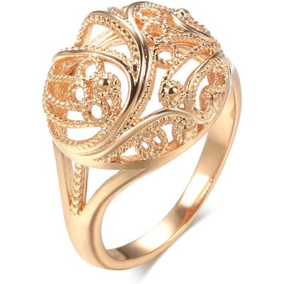 Bagues tendance couleur Or Rose pour Femmes Motif Creux Romantique Ethnique Anneaux de Mariée Bijoux de Mariage Quotidien Insolites 9 beige