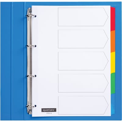 Quantore - 5 tabbladen A4 - karton- 4 gaats- diverse kleuren - per 5 sets