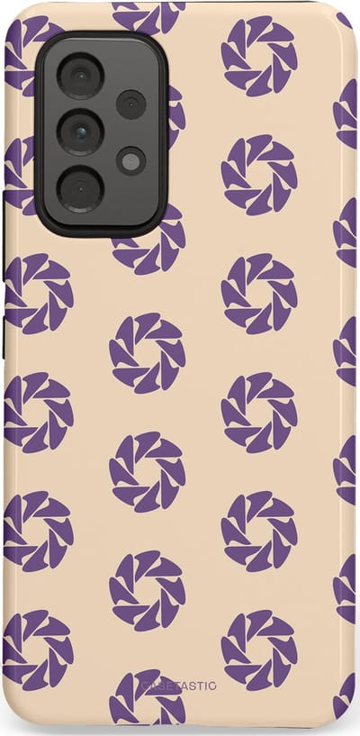 Casetastic hoesje geschikt voor Samsung Galaxy A53 (2022) 5G - Dubbellaagse bescherming - Paarse Cirkels op het Zand - Fashion Case - Crème Lavendel Zilver
