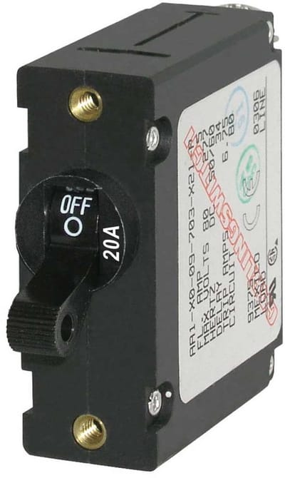 Blue Sea Systems Magnetische éénpolige Ac/dc-stroomonderbreker 20a Zwart