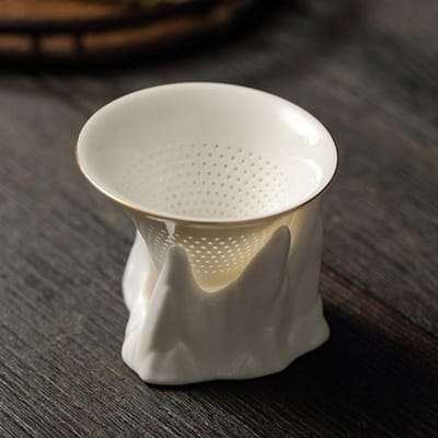 Ustensiles de cérémonie du thé Kongfu chinois, Passoire à thé en céramique de porcelaine Pic de montagne, Passoire à filtre anti-fuite, Accessoires pour théière gray