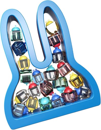 Tandendoosje Konijn - Melktandjes Bewaren - Mijlpalen Vieren - 20 Compartimenten - 20.8 x 17.4 cm - Blauw