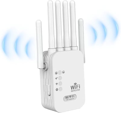 Wifi Repeater Buiten - Wifi Versterker - Bereik Vergroten - 6 Antennes - 1200 Mbps - Wit