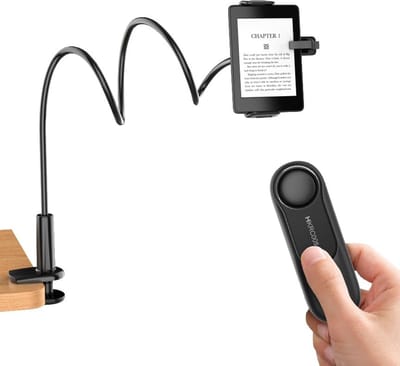 Dailygoods- Tabletstandaard Universeel - Houder voor eReaders - Afstandsbediening Paginaomslager - Geschikt voor 4,7 tot 10,5 inch - Flexibel en veelzijdig - Bevestigbaar aan bed, tafel of bureau - E-reader Standaard