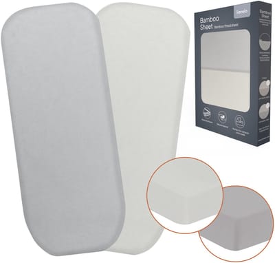 Lionelo Bamboo Sheet set van 2 hoeslaken 70x28 cm voor wieg & reiswieg – lakentjes voor babybedje – bamboe viscose, met elastiek, ademend & zacht – geschikt voor matrassen tot 10 cm – milieuvriendelijk