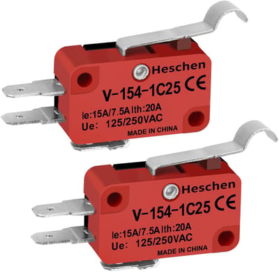 Golden crown - Micro switch - Crank type - Rood - 20A 250VAC - 2 Pack - Geschikt voor panelen - Kleur Rood
