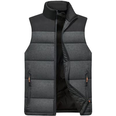 Gilet décontracté pour homme Gilet à col montant bicolore Veste sans manches XXXXL gray