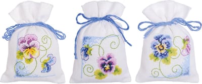 Vervaco - Kruidenzakje kit - Viooltjes set van 3 - PN-0145811 - Borduren - Borduurpakket - Borduurpakket volwassenen - Borduurpakket kind