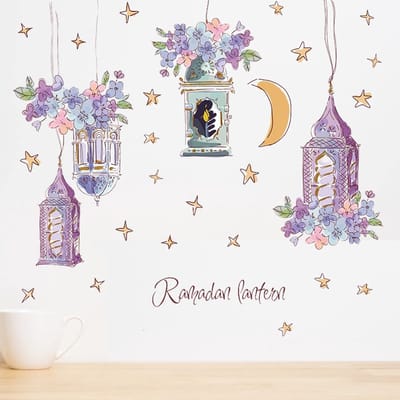 Allecto - Ramadanstickers - Muurdecoratie - Gouden sterren en maan - Eid Mubarak - Zelfklevend - Decoratie voor thuis