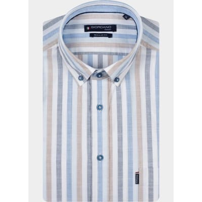 Giordano - Lange mouw overhemd - Heren - XL - Blauw - Katoen - 617140