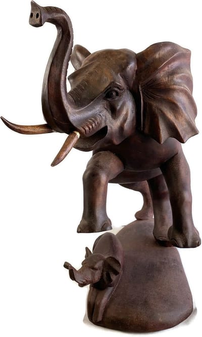 Hout gesneden olifant / Indonesisch hout / Indonesisch beeldje / Indonesische olifant /