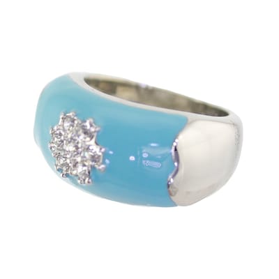 Behave - Ring - rhodium plating - Blauw emaille - Transparante kristalstenen - nikkelvrij - inclusief geschenkzakje