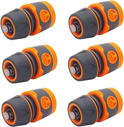 6-delige Waterstop Slangconnector Set voor Snelle Aansluiting van Tuinslangen, Spuitpistolen en Tuinaccessoires met Waterstopfunctie