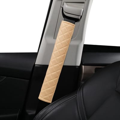 autogordelhoezen voor volwassenen, kinderen, vrouwen en mannen, veiligheidsgordelhoes, gordelkussen, beschermkussens voor SUV, schouderkussens voor auto-interieuraccessoires, 2 stuks, beige, 33
