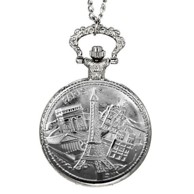 Fako - Zakhorloge - Pocket Watch - XXL - Parijs - 47mm - Zilverkleurig