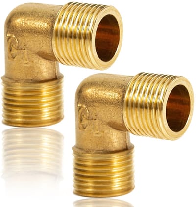 Dailygoods- Buishoek 90 Graden - Messing - 1/2 Inch AG op AG - Sanitaire Aansluitstukken - Corrosiebestendig - Max. Werkdruk 35 bar - Pijphoek
