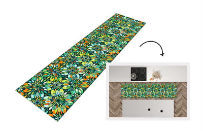 Keukenloper - Loper keuken - Patroon - Mandala - Groen - 200x50 cm - Keukenloper vinyl