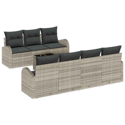 vidaXL Tuinbank Set met kussen 8 pcs Lichtgrijs en Donkergrijs