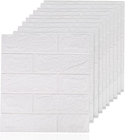 Allecto Plus - 3D zelfklevend waterdicht behang muurstickers voor slaapkamer woonkamer - wit baksteenbehang foam - decoratie huis - 10 stuks - 385 x 35 cm