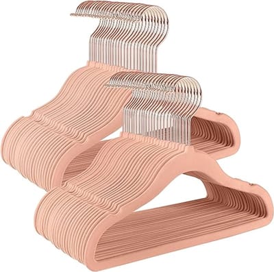 MAZAZU - Kledinghangers - Set van 50 - Roze/goud - Kunststof - 30x20.5