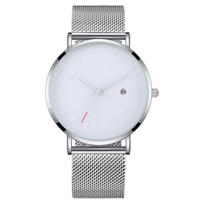 Fako - Horloge - Mesh - Chicago - 40mm - Zilver/Wit