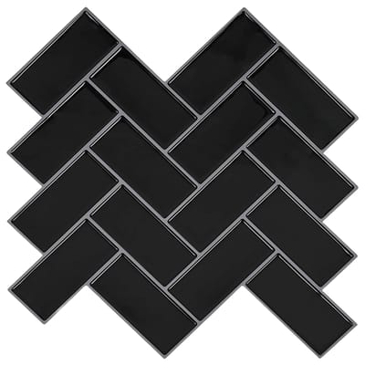vidaXL - Visgraat - Tegel - 10 - st - Zwart - 30 - x - 30 - cm - Polyurethaan - en - PET