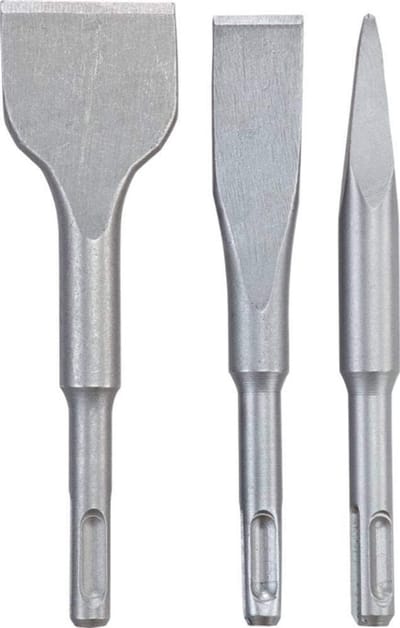 Betonbeitel Set - SDS-Plus Beitels - Beton Bewerken - Handaangedreven Gereedschap - 3 Delig - Grijs
