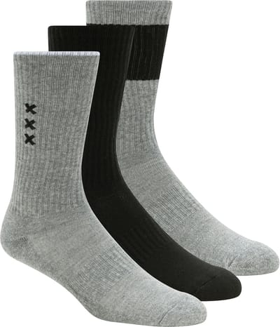 Scotch & Soda 3PK MENS 1/2 TERRY CREW Heren Sokken - Medium Grey - Maat OS