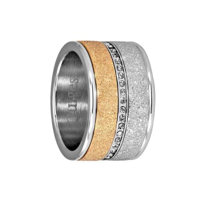 Quiges Dames Stapelring Set RVS Verzilverd met Rosé Verguld - Maat 17 - Hoogte 10mm - SRS00617
