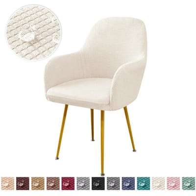 1 ST Stretch hoge arm eetkamerstoelhoes waterafstotende polar fleece stoelhoezen stoelhoezen eetkamer hotel bruiloft 1piece white