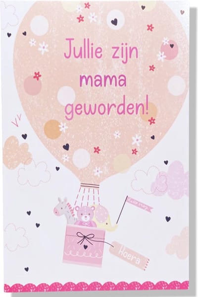 Jullie zijn mama geworden! - Luxe Geboortekaartje - 12x17cm - Gevouwen wenskaart met envelop