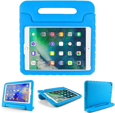Geschikt Voor iPad 6/5 Hoes Kinderen - Hoesje Kind - 6e/5e Generatie Cover - Solidenz Kindertablet Hoes 2018/2017 - 9.7 Inch - Kidsproof Backcover - Met Pencil Houder - Kids Case - A2757 - A2777 - A2696 - Blauw