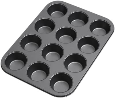 Muffin Bakvorm - Cupcake Tray - Grote Gebakjes Maken - Anti-aanbaklaag - 12 Cups - Grijs