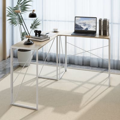 Pugsdrly Modern L-vormig bureau, hoekcomputerbureau, pc-laptoptafel, studeertafel, thuiskantoor