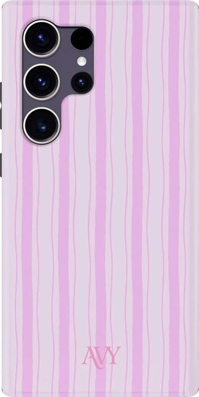 AVY Hoesje geschikt voor Samsung Galaxy S24 Ultra | Pink Horizon | Strepen | Roze | Hard Shell Back Cover | Compatibel met MagSafe & Qi2