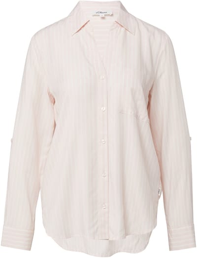 s.Oliver - female - Soepel vallende gestreepte blouse van viscose met omslag