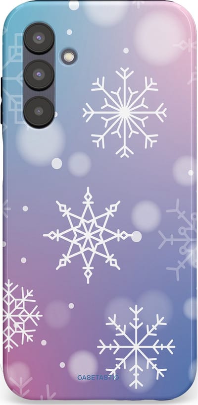 Casetastic hoesje geschikt voor Samsung Galaxy A25 - Dubbellaagse bescherming - Snowy Winter Gloed - Fashion Case - Lila Lichtgrijs Lichtblauw Lichtroze