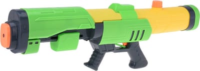 1x Waterpistolen/waterpistool groen/geel van 63 cm met pomp kinderspeelgoed - waterspeelgoed van kunststof - grote waterpistolen met pomp