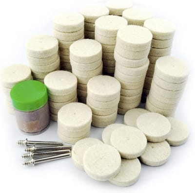 Felt polishing disc set 125 stuks voor Dremel - Polijstwielen, Polijstpasta en Mandrel