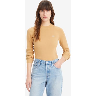 Levi's Rib Crew Sweater Tan Wool Like Maat: XS | Gebreide Truien Outlet | Dames | Beige