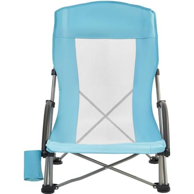 Opvouwbare Strandstoel, Hoge Rug Campingstoelen voor Volwassenen, met Bekerhouder, Mesh Rugleuning, Draagtas, Draagbare Extra Brede Stoel 150 kg Heavy Duty