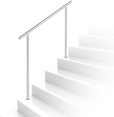 Trapleuning 160 cm met 0 dwarsbalken roestvrijstalen leuning zilverkleurig Eenvoudig te installeren set geschikt voor alle trappen